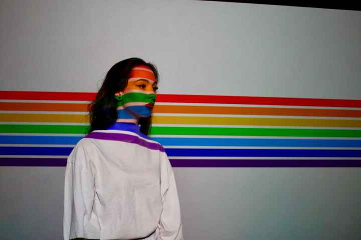 Women in rainbow light lgbt