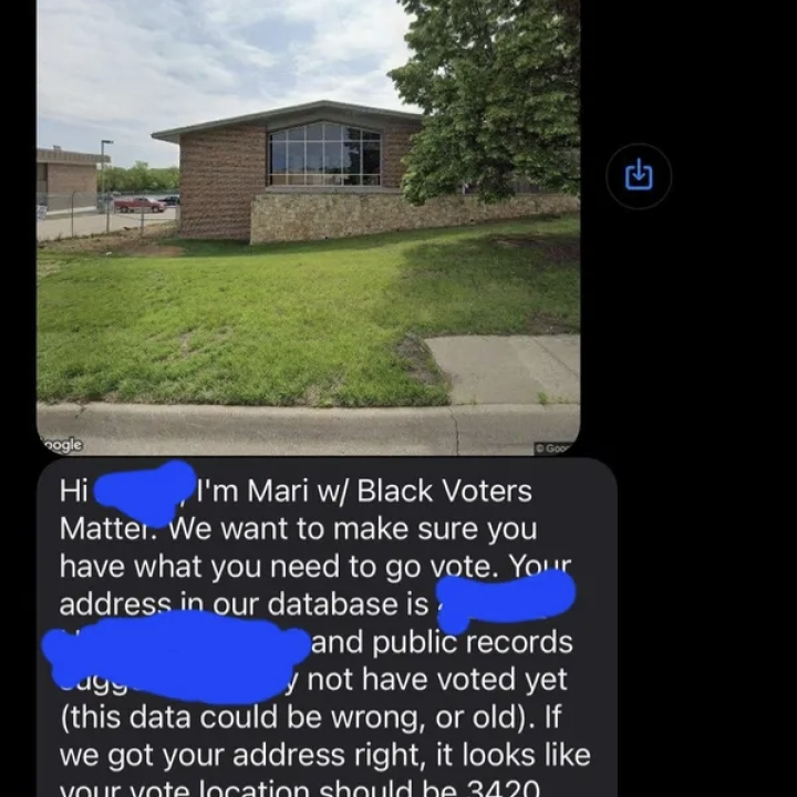 Text messages purporting to instruct voters on their polling place for the Nov. 8 election were criticized by voters and election officials Monday as misleading. Screenshot
