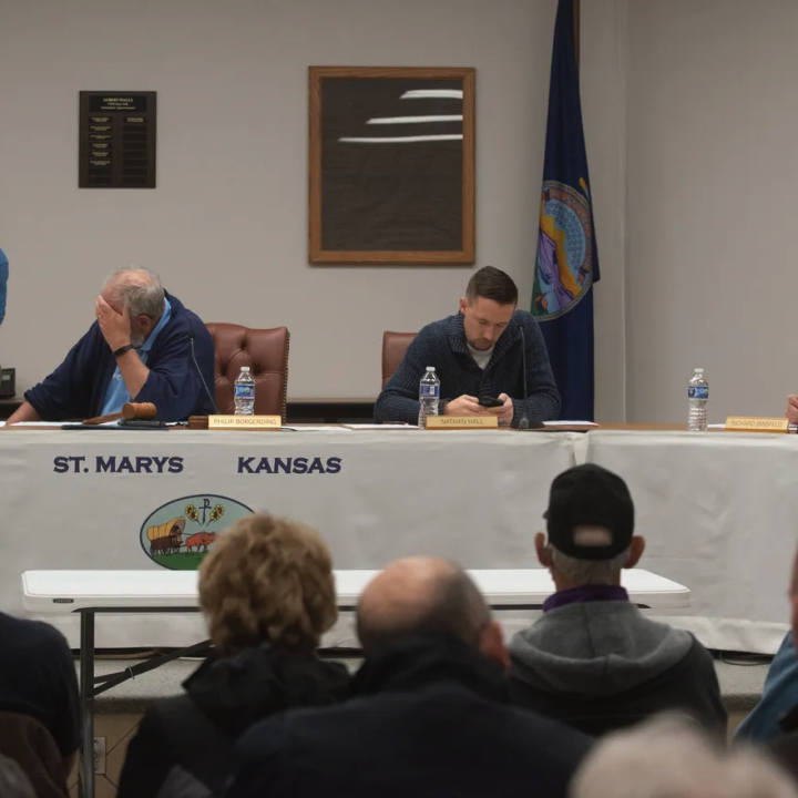 St. Marys City Commission, shown at a November meeting, renewed its lease for one year with Pottawatomie Wabaunsee Regional Library after a controversy over "Melissa" by Alex Gino. Evert Nelson/The Capital-Journal