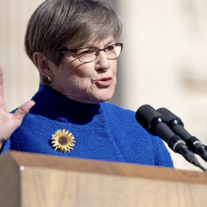 Kansas Gov. Laura Kelly speaks during an inauguration ceremony on the south steps of the Kansas Capitol building on Monday, Jan. 9, 2023, in Topeka. NICK WAGNER nwagner@kcstar.com  Read more at: https://www.kansascity.com/news/politics-government/article2