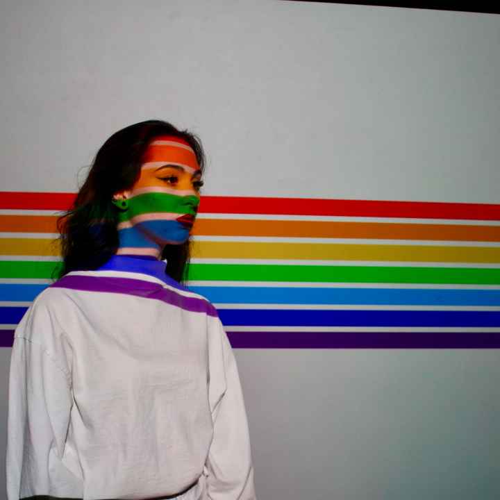 Women in rainbow light lgbt