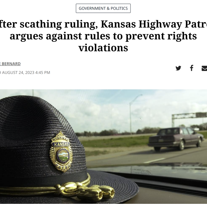 After scathing ruling, Kansas Highway Patrol argues against rules to prevent rights violations